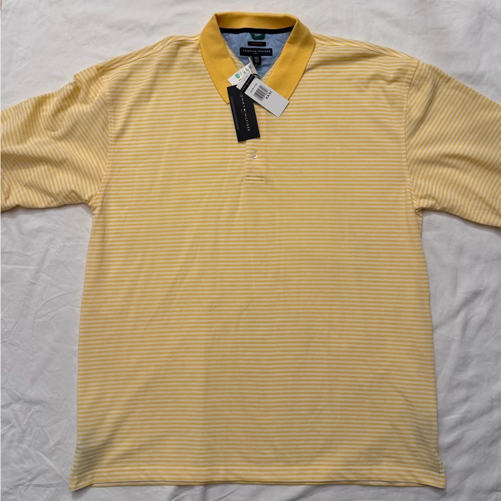 Tommy Hilfiger Yellow Striped Polo Shirt 3XL